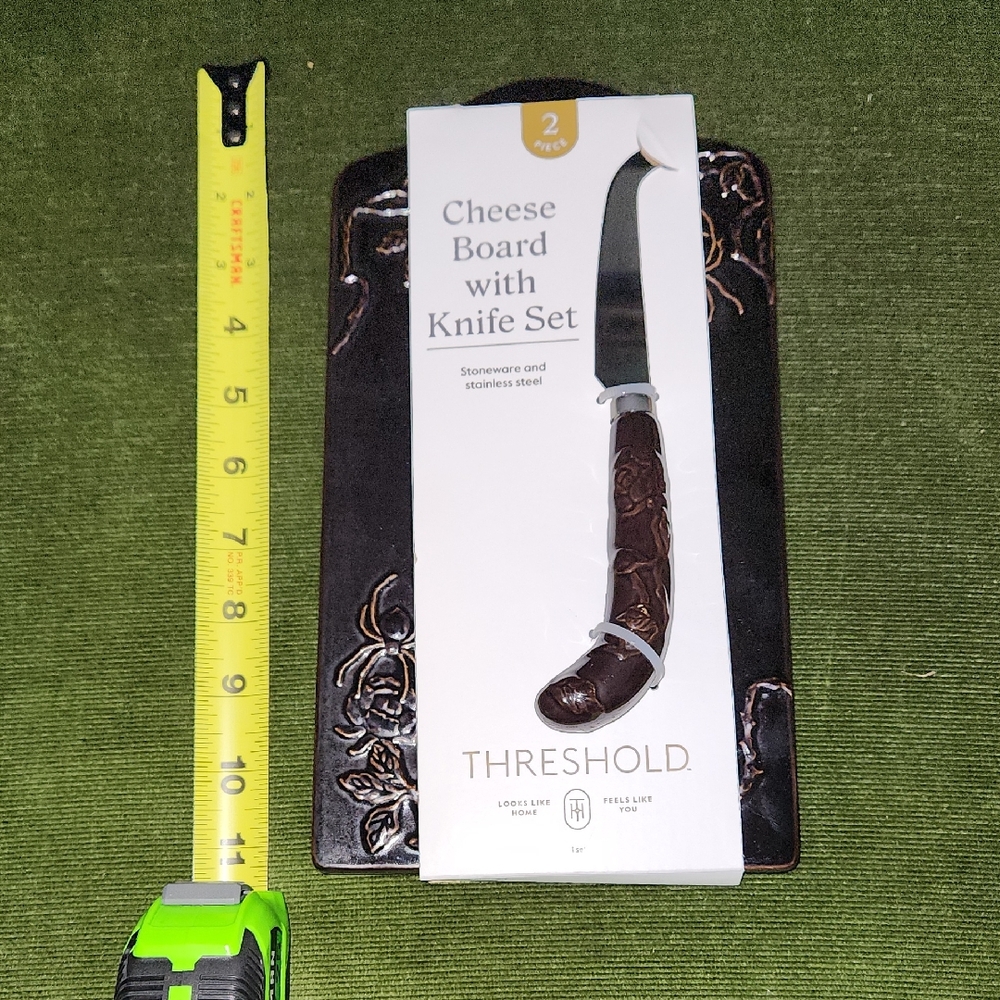 Threshold Stoneware and Stainless Steel Cheese Board Set Spiders And Flowers